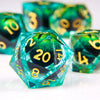 Liquid Core Polyhedral Dice Set – 7 Sharp-Edge Resin Dice with Swirling Quicksand