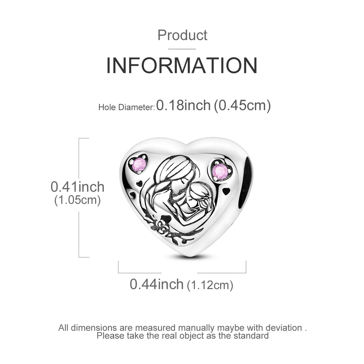 925 Sterling Silver Heart Charm Beads for Bracelets and Necklaces