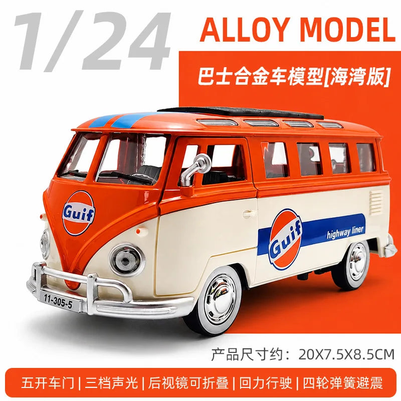 1/24 Alloy model of a vintage orange and cream bus, featuring pull-back action.