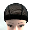 Black stretchable mesh wig cap shown on a mannequin head.