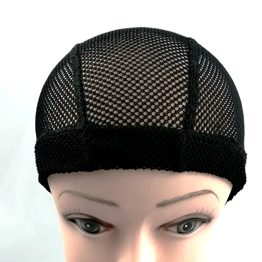 Black stretchable mesh wig cap shown on a mannequin head.