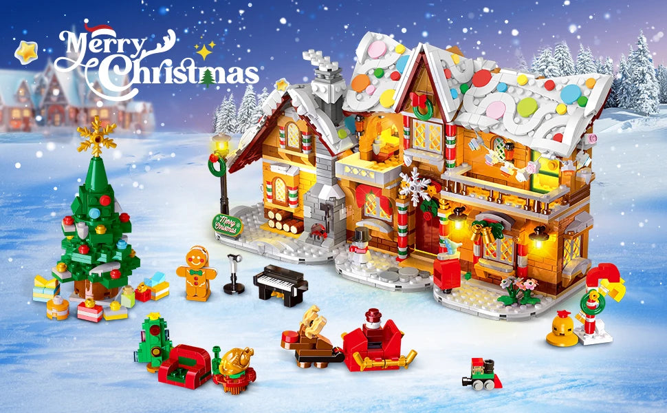 Gingerbread House Building Set with LED Lights – 3 Holiday Styles for Kids and Adults