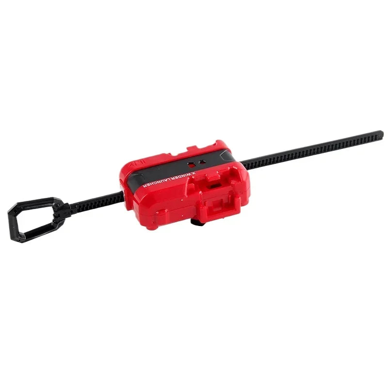 Red metal spinning top with precision balance and black string for launching