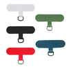 A set of three detachable phone lanyard straps in white, olive green, and red.