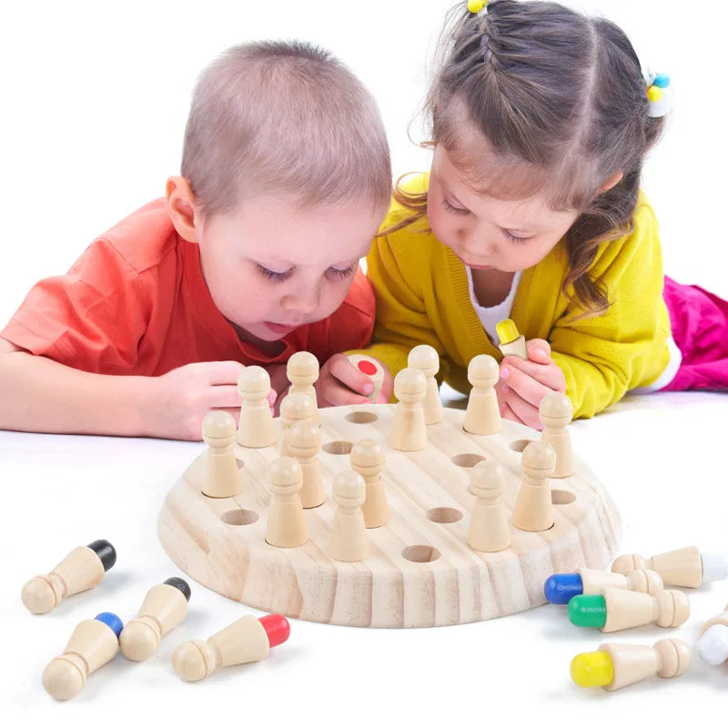 Wooden Color Memory Chess Game for Kids