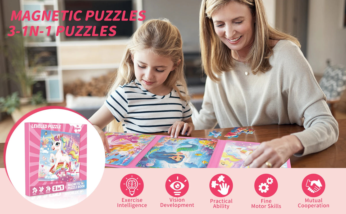 Unicorn Mermaid Magnetic Puzzle Set for Kids