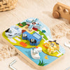 Farm Animal Wooden Screw Puzzle Toy Set with Child-Safe Tools