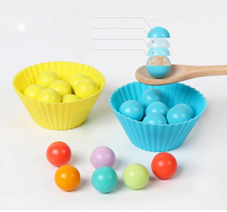 Wooden Clip Beads Color Sorting & Fine Motor Skills Toy