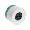 A white and teal rosin tube for string instruments.