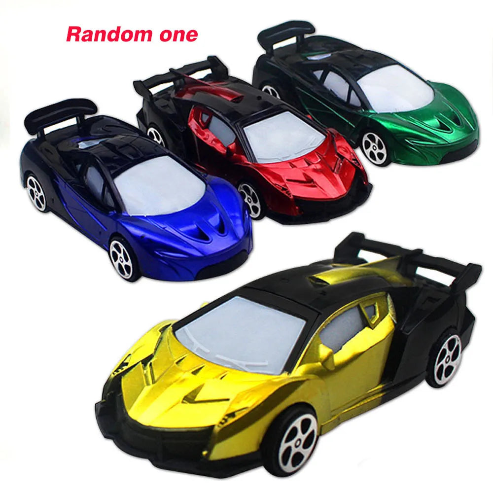 A collection of five 1:18 scale high-speed drift remote control cars in various colors including black, red, blue, green, and