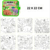 A set of black and white line drawings for a magic water painting book for children.
