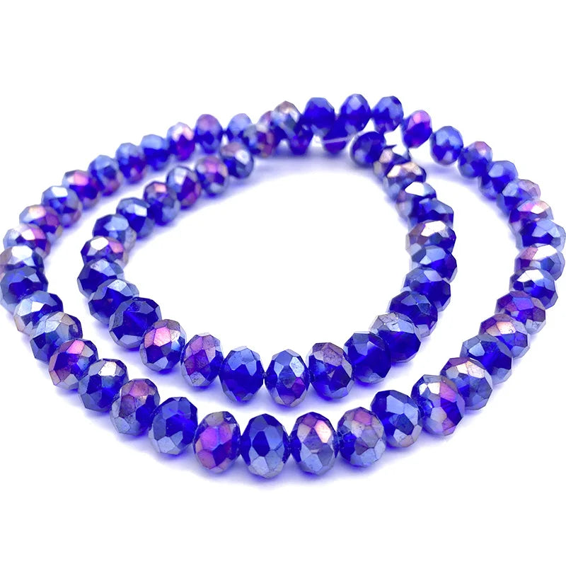 A strand of deep blue purple faceted crystal beads for jewelry making