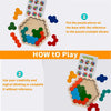 A wooden tangram puzzle set showing colored pieces and instructions for a creative puzzle activity.