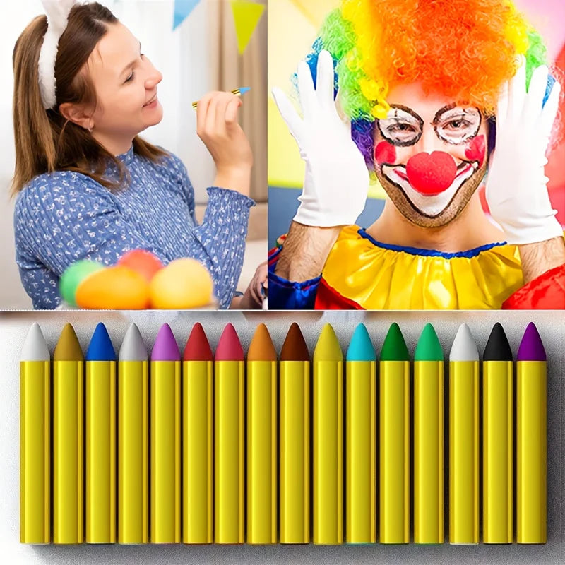 Non-Toxic Face Paint Crayons Set - Safe Face & Body Art for Halloween, Cosplay & Festivals