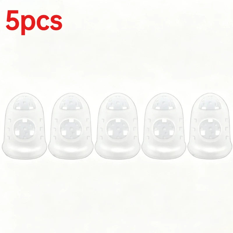 Five clear silicone guitar finger sleeves for comfortable practice and protection