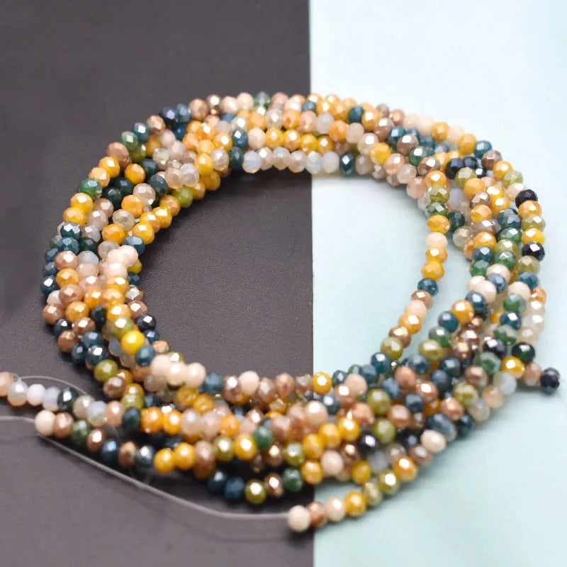 Mixed-Color Rondelle Glass Beads for Jewelry Making