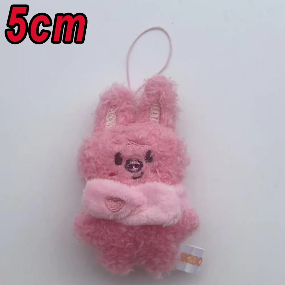 Adorable Plush Cartoon Keychain – Soft Pink Mini Pendant