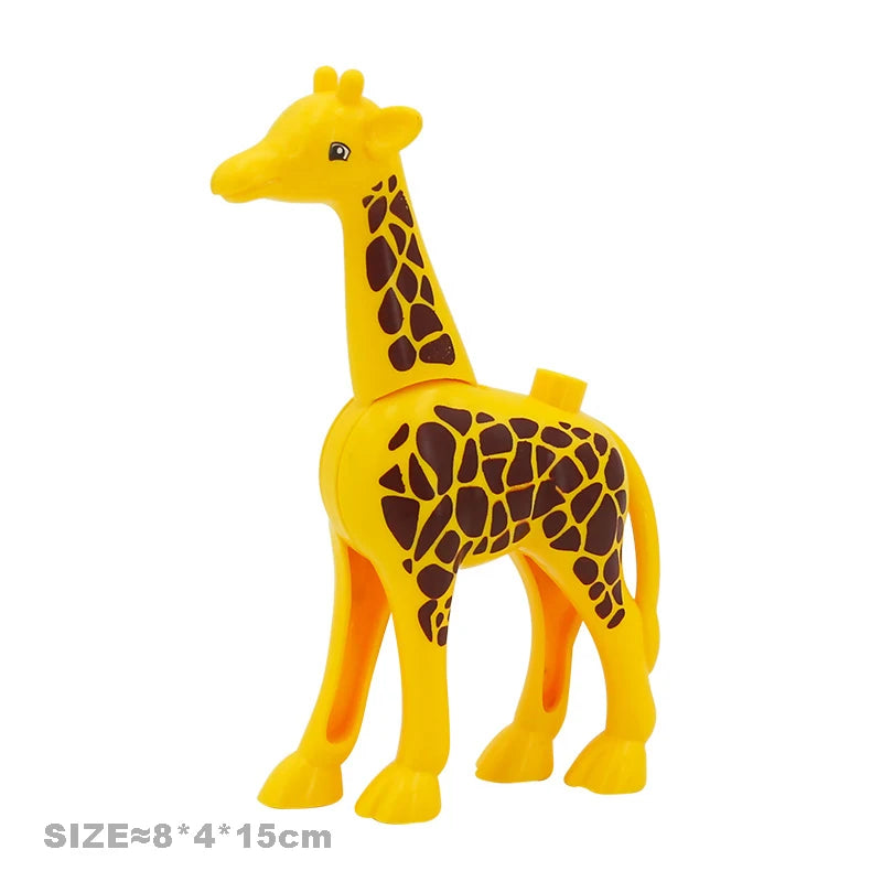 Yellow giraffe zoo animal building block figure