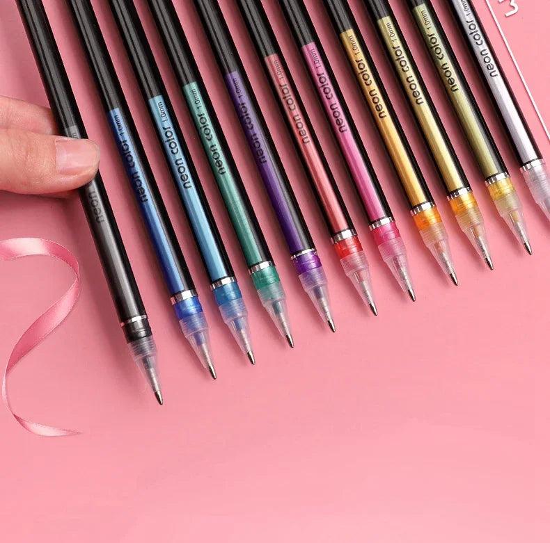 Metallic Glitter Gel Pens with Storage Case