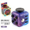 A purple fidget cube die labeled NO.168-9-3 with a silver stud and black buttons.