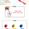 A set of high-gloss environmentally friendly paint colors including pink, yellow, and blue for painting on canvas.