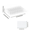 Clear plastic diamond painting bead storage box with a portable handle, showing dimensions.