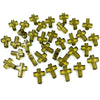 A collection of colorful acrylic cross beads used for jewelry making.
