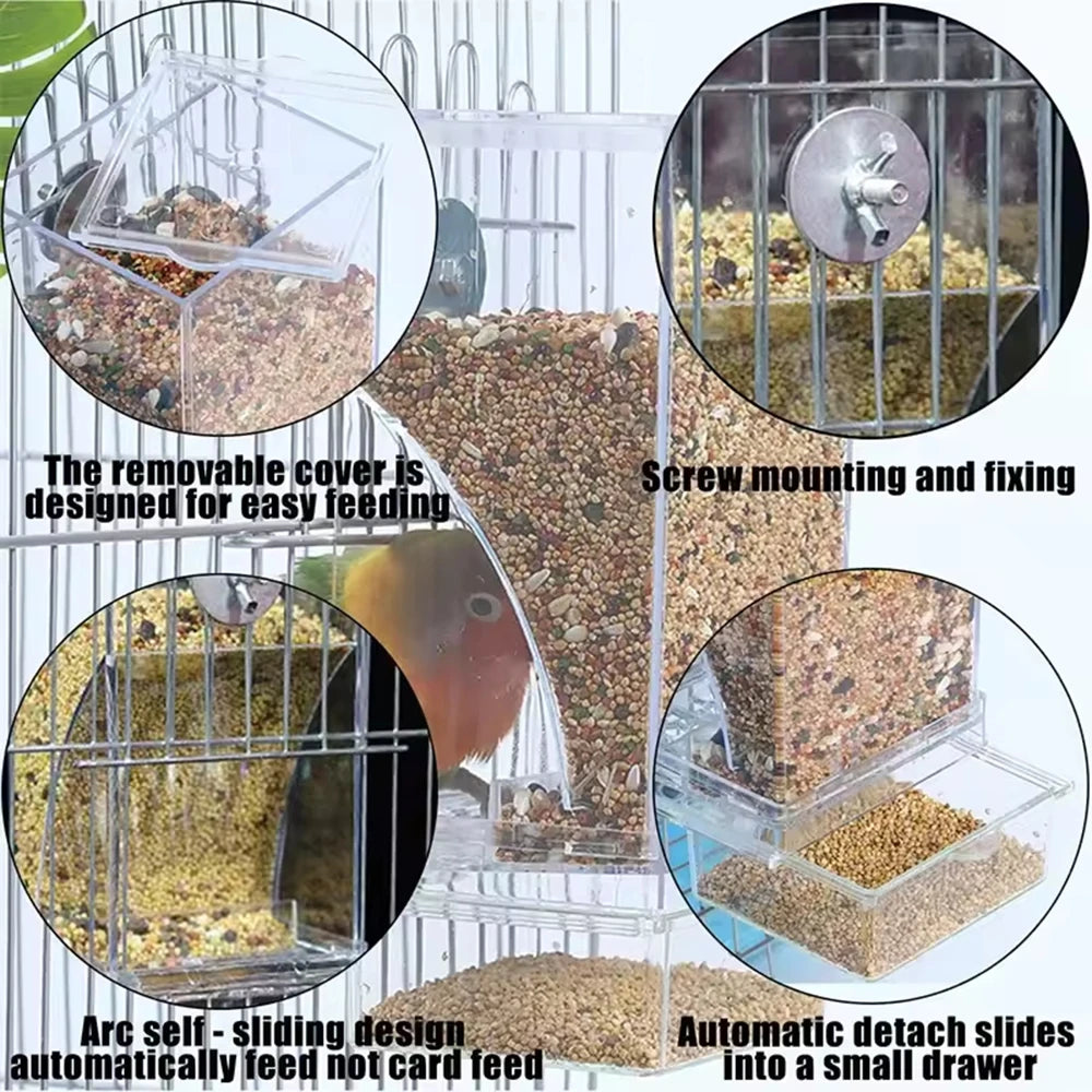 Clear Anti-Spill Parrot Bird Feeder