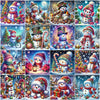 A collection of festive 5D diamond painting kits featuring various snowmen, Christmas trees, and winter holiday scenes.