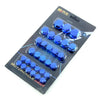 A set of blue decorative screw caps for motorcycle parts