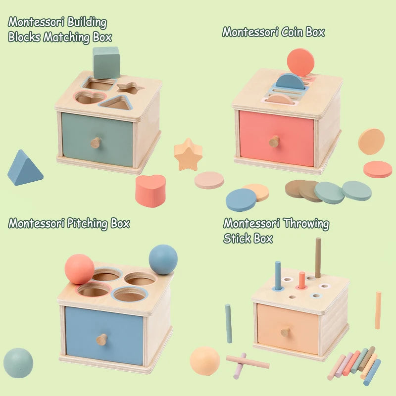Wooden Color Shape Sorter with Drawer Box – Montessori Learning Toy