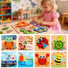 A set of 3D wooden animal puzzles featuring various colorful animals like a owl, hedgehog, and bee.