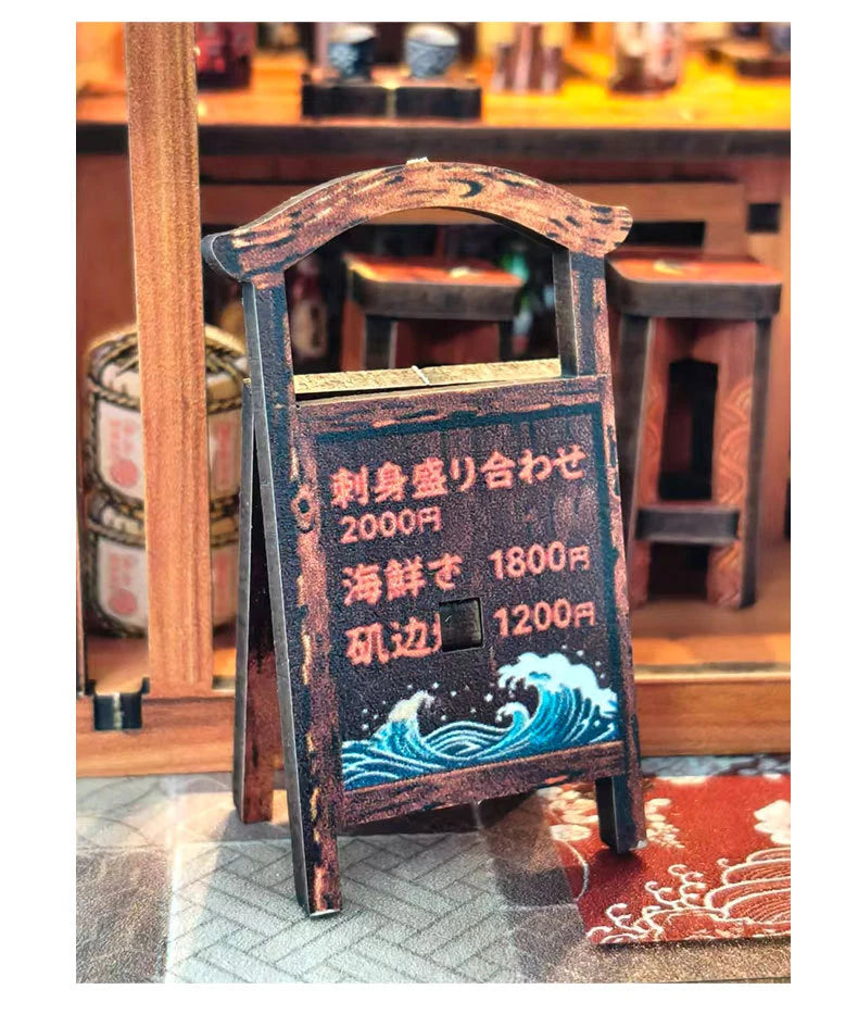 DIY Wooden Miniature Japanese Tavern Model Kit with LED Lighting