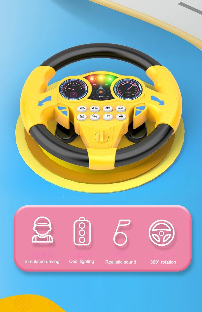 Interactive Steering Wheel Toy with Lights & Sounds for Toddlers