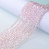 Pink faceted glass crystal beads strung together in a flexible strand for jewelry making