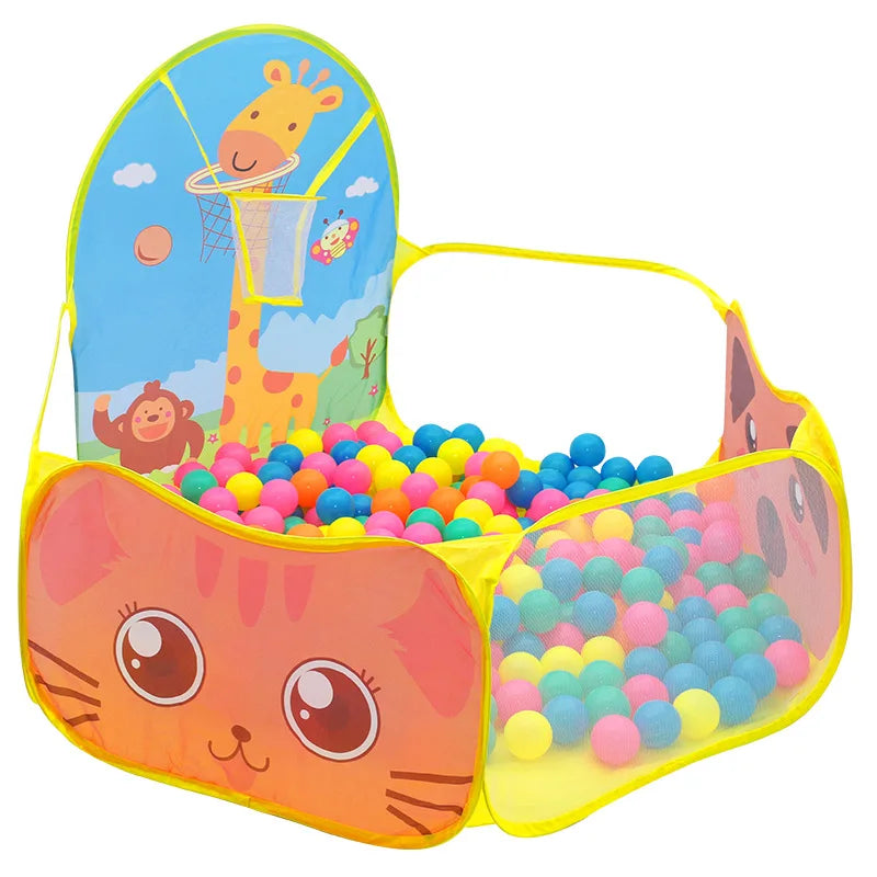 Kids Indoor Play Tent with Ball Pit and Basketball Hoop