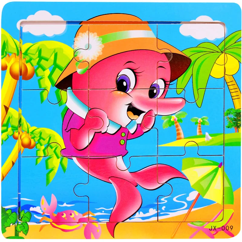 Wooden 3D Puzzle Set for Toddlers – Animal & Vehicle Jigsaw Games
