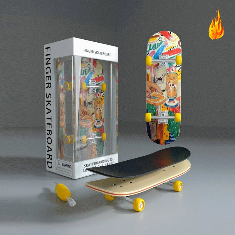 Mini Finger Skateboard with Art Patterns