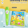 A green Y-Pen learning pen and a colorful learning book are displayed on a light surface.