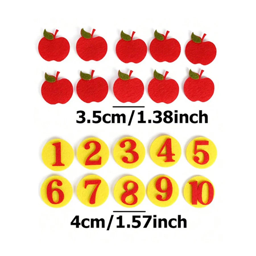 Felt Fruit Tree Puzzle – Color & Number Learning Toy for Kids