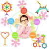 A colorful set of plum blossom snowflake building blocks used for logic thinking and development imagination.