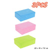 Three colorful foam stepping stones in blue, pink, and lime green for sensory and motor skills development.