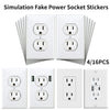 A set of simulation fake power socket stickers in various sizes and configurations.
