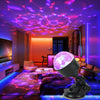 A purple and pink RGB sound-activated disco ball light illuminates a room with vibrant light patterns.