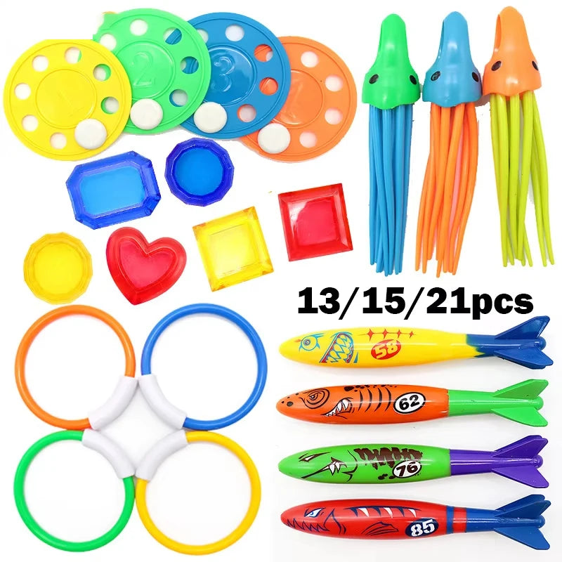 Kids Swimming Pool Diving Toys Set with Pirate Theme