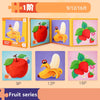 A set of fruit puzzles featuring apples, bananas, and strawberries in various piece counts (9P, 12P, 16P).