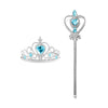 Silver and blue diamond crown necklace set for a royal princess dress-up playset