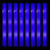 A row of bright blue LED glow sticks in a packaging display.