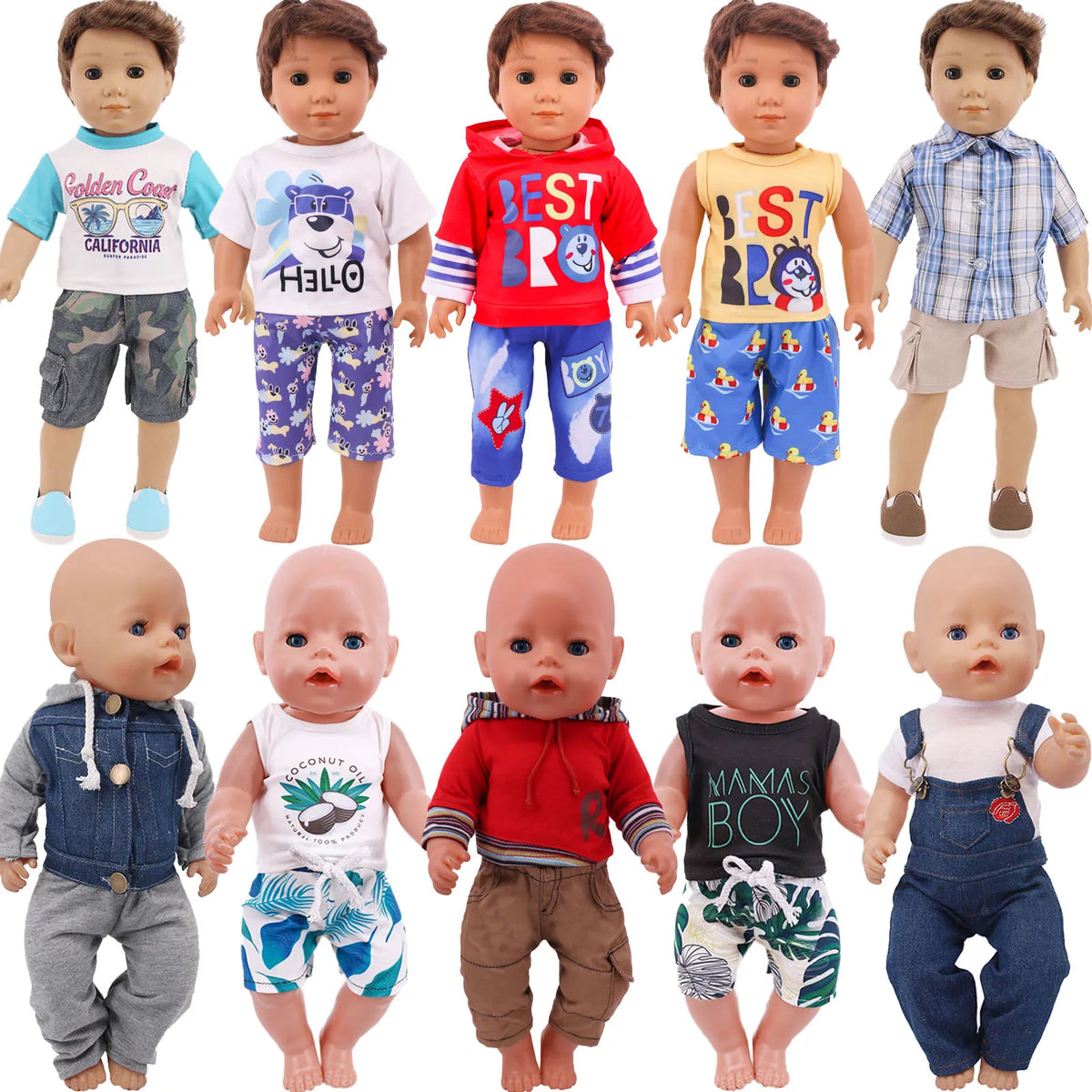 Bear Print Casual Outfit for 43 cm Baby Dolls