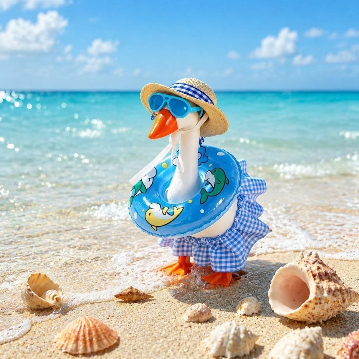 7-Inch Desk Goose Summer Beach Vacation Outfit Set